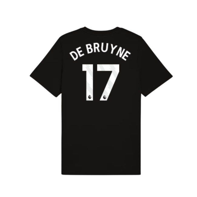 2025-2026 Man City FtblESS Tee (Black) (De Bruyne 17)-Football Jersey Hub