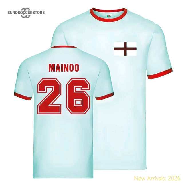 England Ringer T-Shirt (Kobbie Mainoo 28)-Football Jersey Hub
