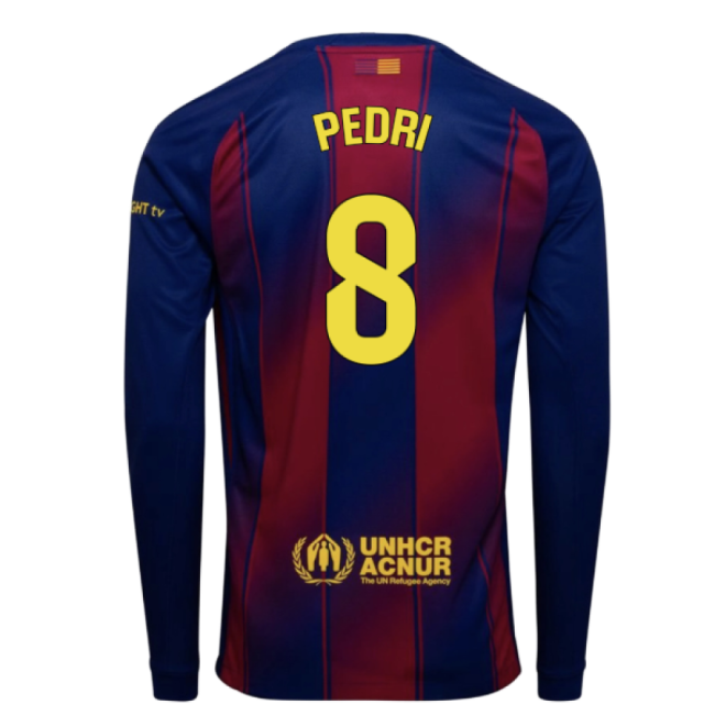 2025-2026 Barcelona Home Long Sleeve Shirt (Pedri 8)-Football Jersey Hub