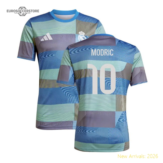2025-2026 Real Madrid Pre-Match Shirt (Blue) (Modric 10)-Football Jersey Hub