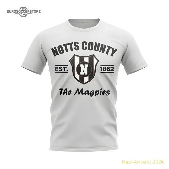 Notts County Established Football T-Shirt (White)-Football Jersey Hub