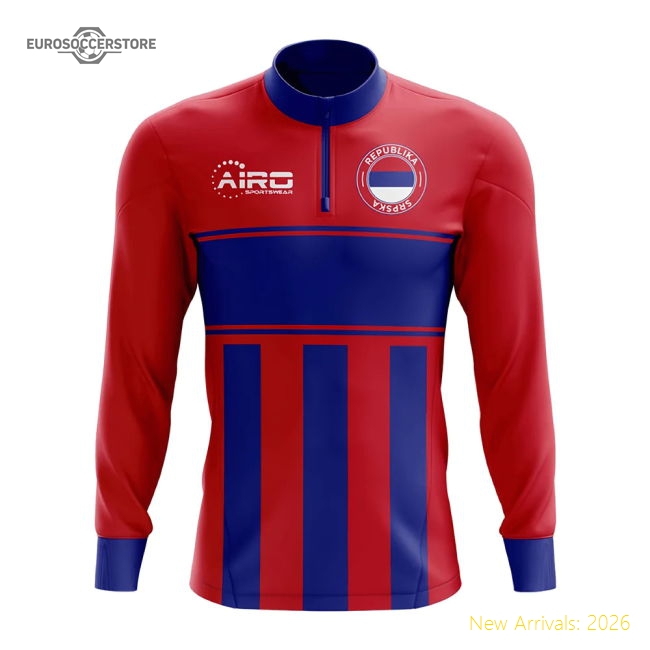 Republika Srpska Concept Football Half Zip Midlayer Top (Red-Blue)-Football Jersey Hub