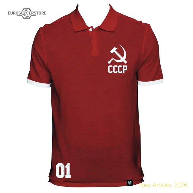 Soviet Union (CCCP) Number 01 Red Polo-Football Jersey Hub