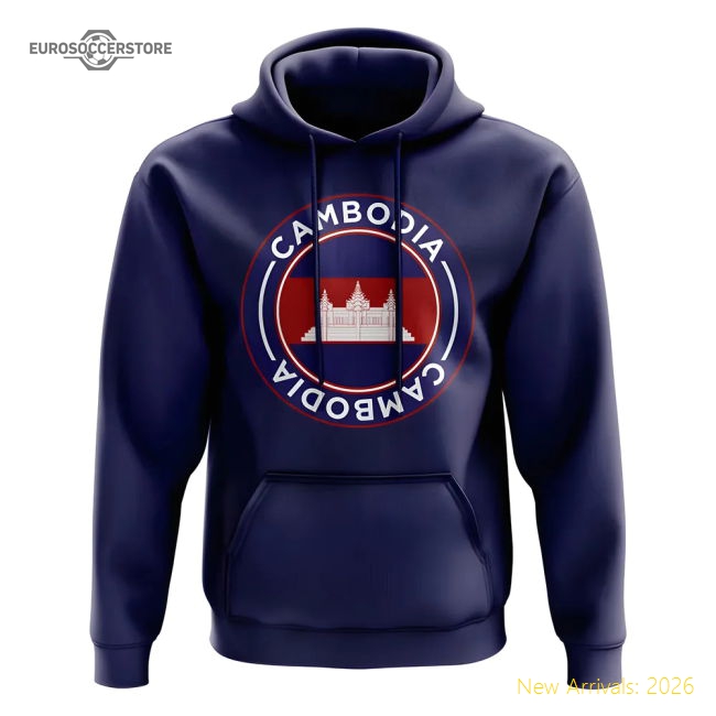 Cambodia Football Badge Hoodie (Navy)-Football Jersey Hub