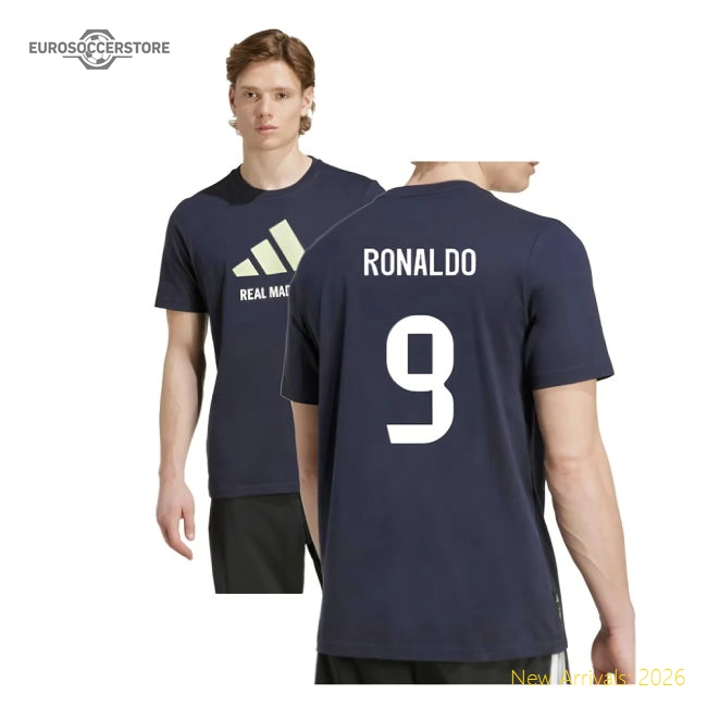 2025-2026 Real Madrid Seasonal Graphic Tee (Legend Ink) (Ronaldo 9)-Football Jersey Hub