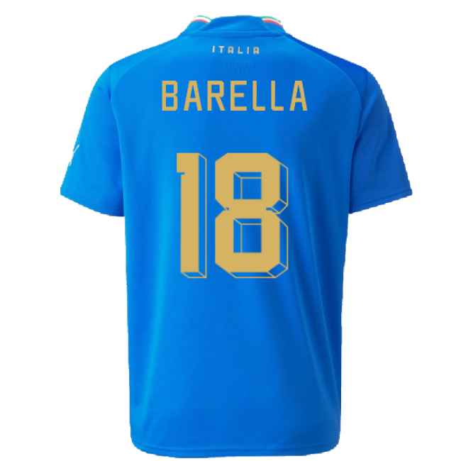 2022-2023 Italy Home Shirt (Kids) (BARELLA 18)-Football Jersey Hub