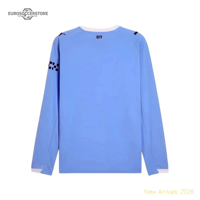 2025-2026 Man City Long Sleeve Home Shirt-Football Jersey Hub