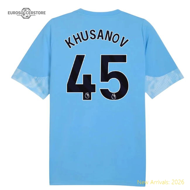 2025-2026 Man City Training Jersey (Light Blue) - Kids (Khusanov 45)-Football Jersey Hub