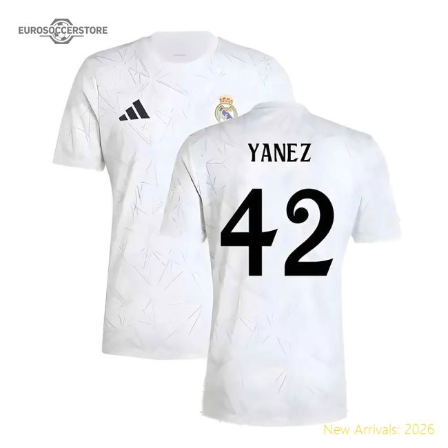 2024-2025 Real Madrid Pre-Match Shirt (White) (Yanez 42)-Football Jersey Hub