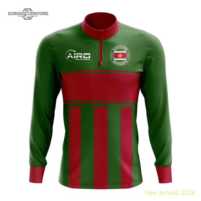 Suriname Concept Football Half Zip Midlayer Top (Green-Red)-Football Jersey Hub