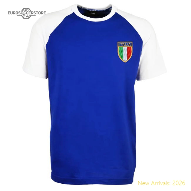 Italy Raglan Sleeve Royal/White T-Shirt-Football Jersey Hub