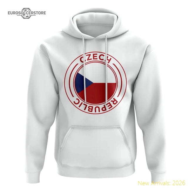 Czech Republic Football Badge Hoodie (White)-Football Jersey Hub