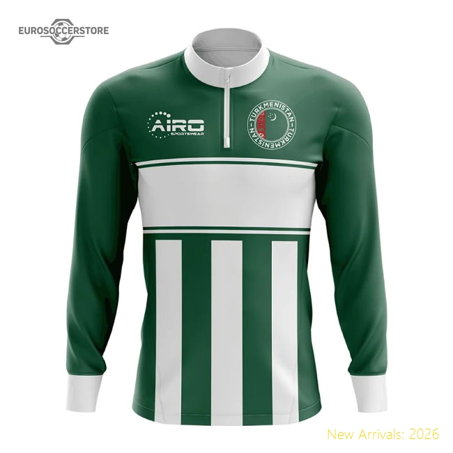 Turkmenistan Concept Football Half Zip Midlayer Top (Green-White)-Football Jersey Hub