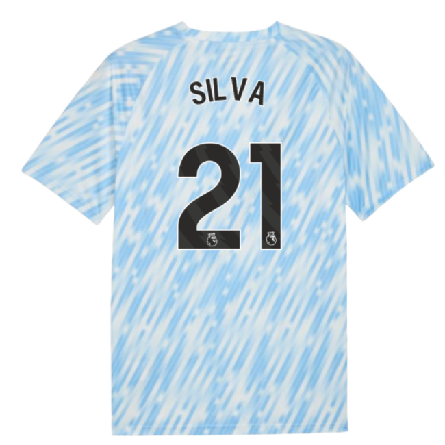 2025-2026 Man City Warm Up Jersey (Silver Sky) (Silva 21)-Football Jersey Hub