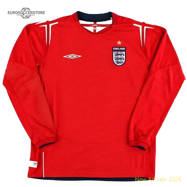 England 2004-2006 Away L/S Shirt (M) (Excellent)-Football Jersey Hub