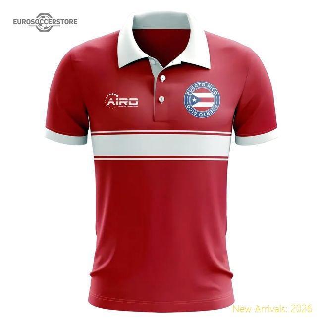 Puerto Rico Concept Stripe Polo Shirt (Red)-Football Jersey Hub