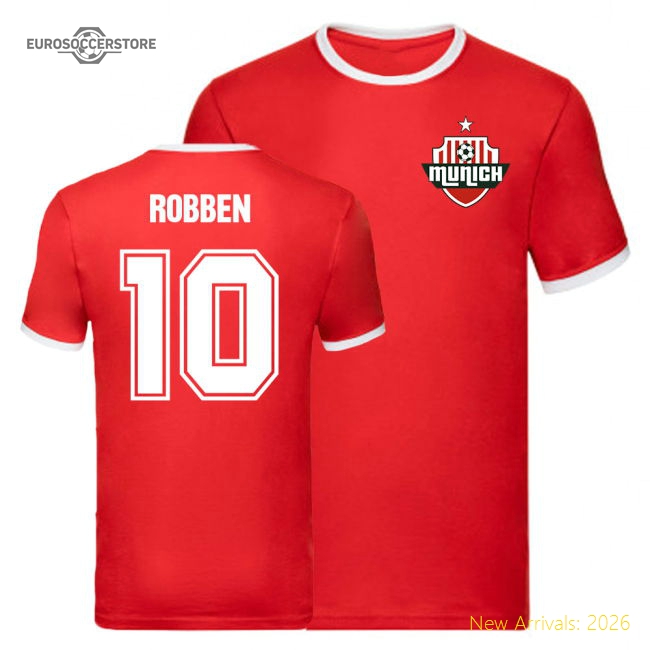 Arjen Robben Bayern Munich Ringer Tee (Red)-Football Jersey Hub
