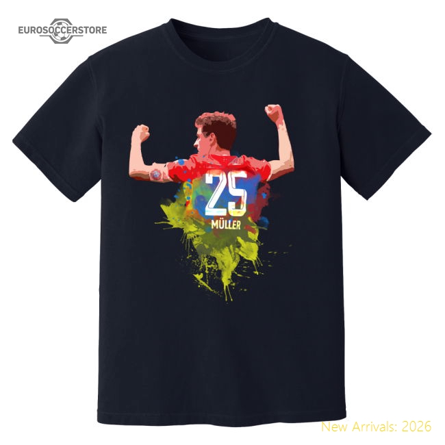 Thomas Muller Bayern Munich Art T-Shirt (Black)-Football Jersey Hub