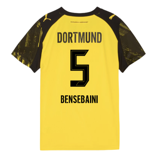 2025-2026 Borussia Dortmund Home Shirt (Kids) (Bensebaini 5)-Football Jersey Hub