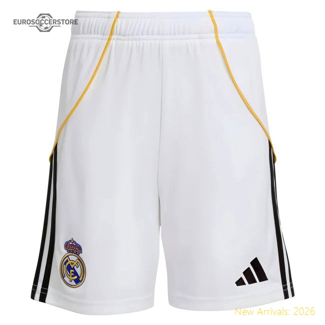 2025-2026 Real Madrid Home Shorts (White) - Kids-Football Jersey Hub