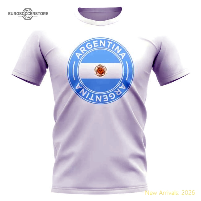 Argentina Football Badge T-Shirt (White)-Football Jersey Hub