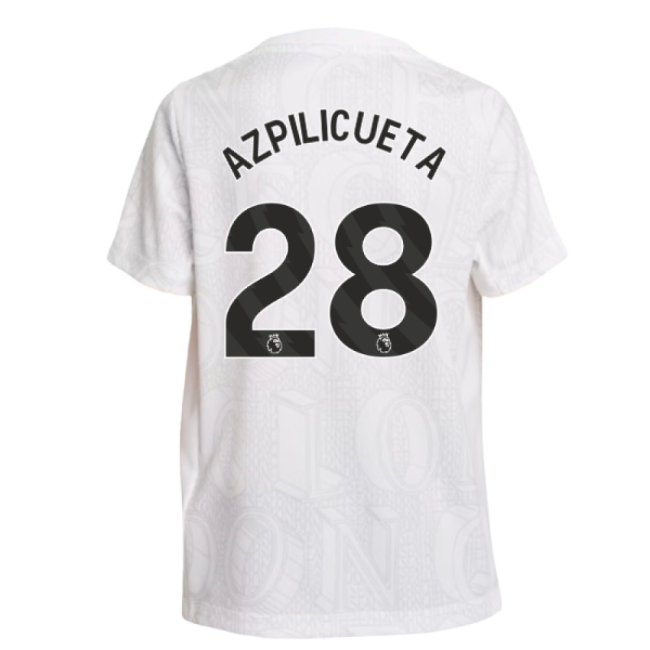 2025-2026 Chelsea Pre-Match Shirt (White) - Kids (Azpilicueta 28)-Football Jersey Hub