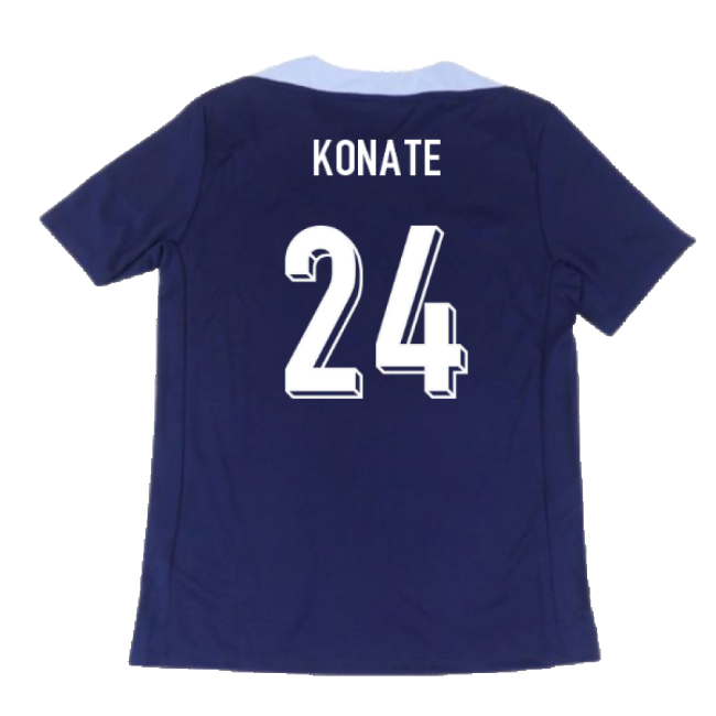 2024-2025 France Dri-Fit Strike Training Shirt (Navy) (Konate 24)-Football Jersey Hub
