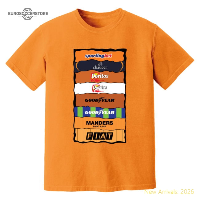 Wolves Sponsor History T-Shirt (Orange)-Football Jersey Hub