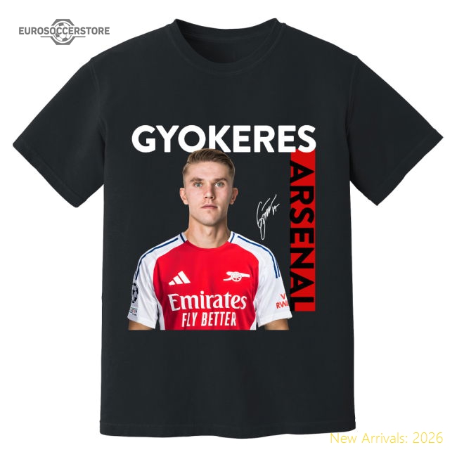 Viktor Gyokeres arsenal New Signing T-Shirt (Black)-Football Jersey Hub