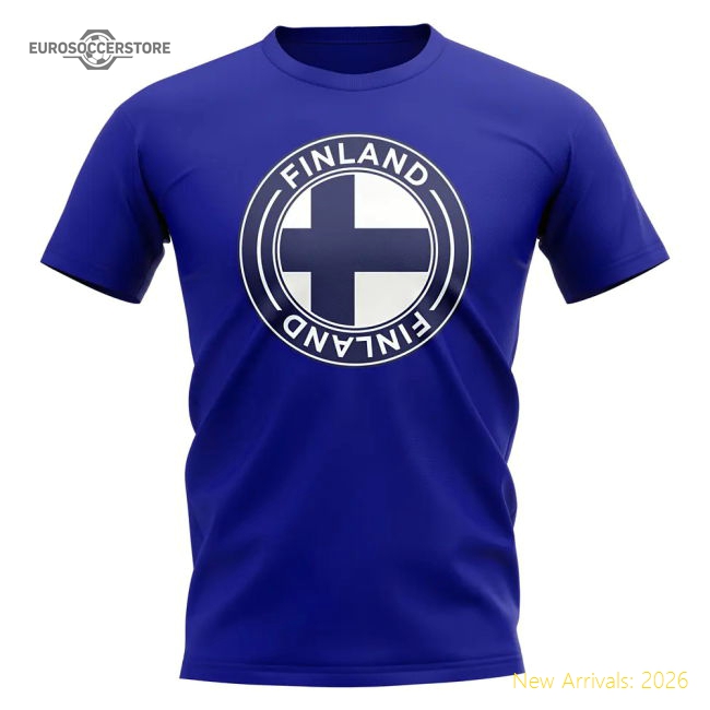 Finland Football Badge T-Shirt (Royal)-Football Jersey Hub