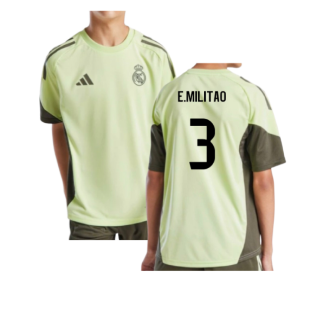 2025-2026 Real Madrid Training Jersey (Almost Lime) - Kids (E.Militao 3)-Football Jersey Hub