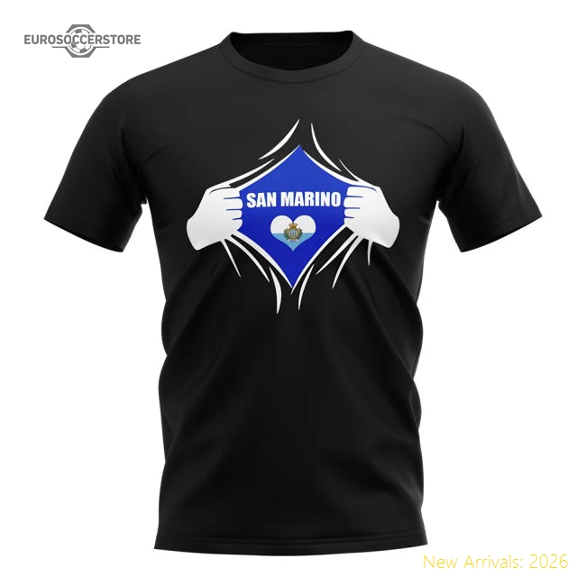 San Marino Chest Badge T-Shirt (Black)-Football Jersey Hub
