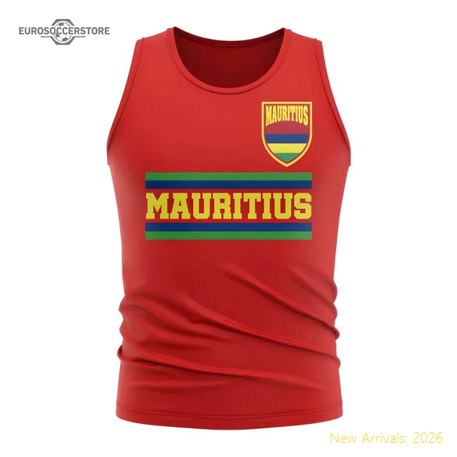 Mauritius Core Football Country Sleeveless Tee (Red)-Football Jersey Hub