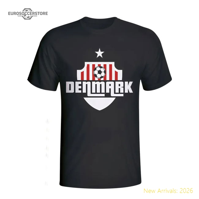 Denmark Country Logo T-shirt (black)-Football Jersey Hub