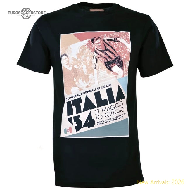 Pennarello: World Cup - Italy 1934 T-Shirt - Black-Football Jersey Hub