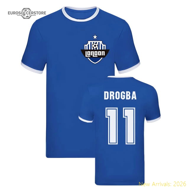Didier Drogba Ringer TShirt (Blue)-Football Jersey Hub