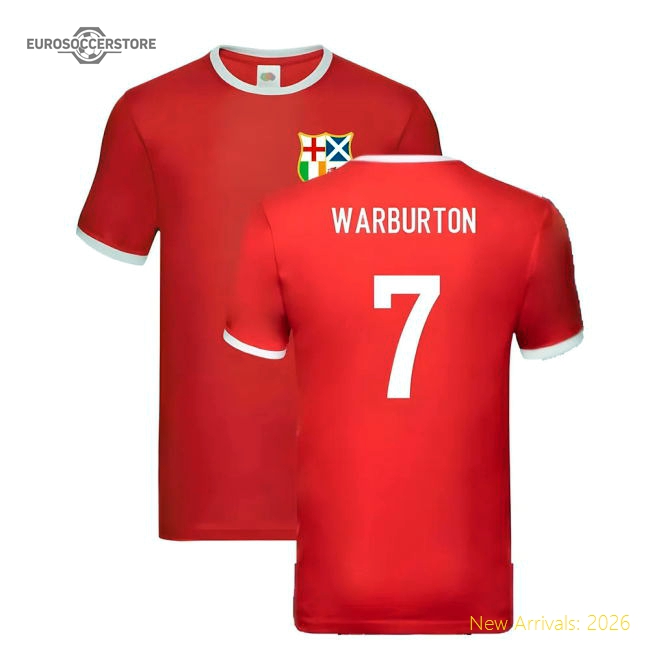 British and Irish Lions Ringer T-Shirt (Red) (Warburton 7)-Football Jersey Hub