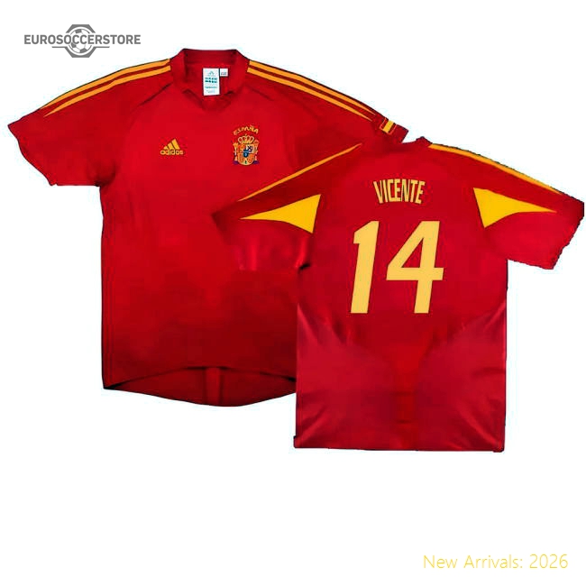 Spain 2004-06 Home Shirt ((Very Good) XL) (Vicente 14)-Football Jersey Hub