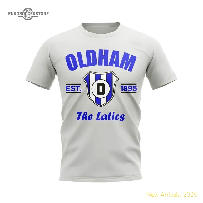Oldham Established Football T-Shirt (White)-Football Jersey Hub