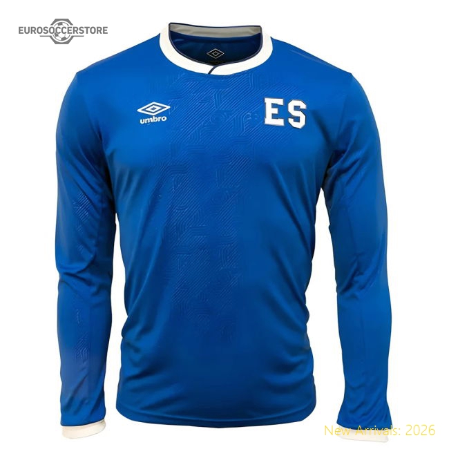 2018 El Salvador Home Long Sleeve-Football Jersey Hub