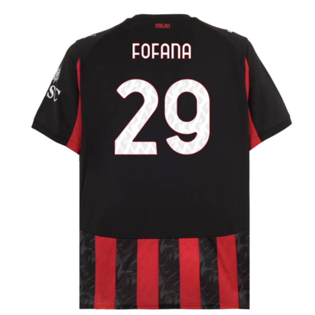 2025-2026 AC Milan Home Shirt (Fofana 29)-Football Jersey Hub