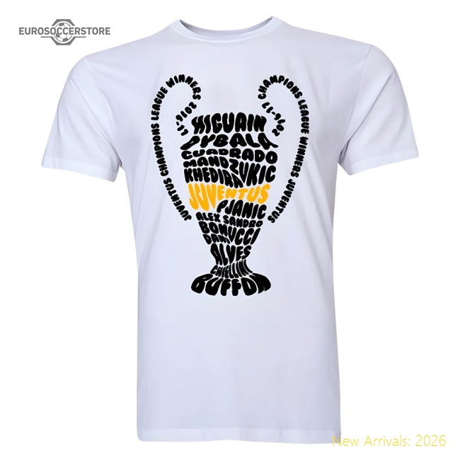 Juventus Champions League Trophy Winners T-shirt (White) - Kids-Football Jersey Hub