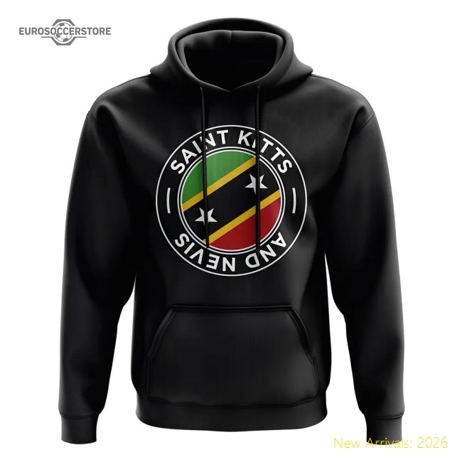Saint Kitts and Nevis Football Badge Hoodie (Black)-Football Jersey Hub