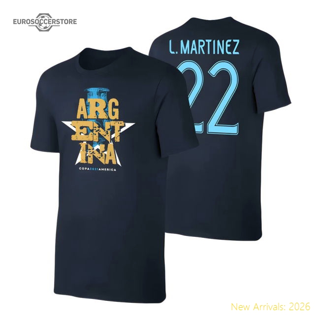Argentina CA2021 Qualifiers t-shirt LAUTARO, dark blue-Football Jersey Hub