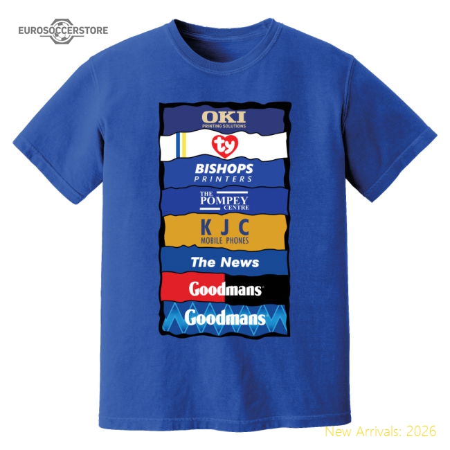 Portsmouth Sponsor History T-Shirt (Blue)-Football Jersey Hub