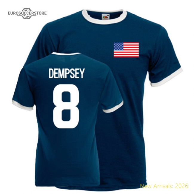 Clint Dempsey Usa Ringer Tee (navy)-Football Jersey Hub
