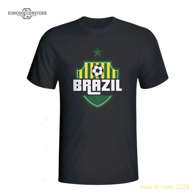 Brazil Country Logo T-shirt (black) - Kids-Football Jersey Hub