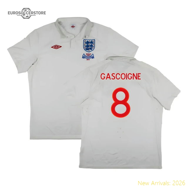 England 2009-10 World Cup Home shirt (XL) (Very Good) (Gascoigne 8)-Football Jersey Hub