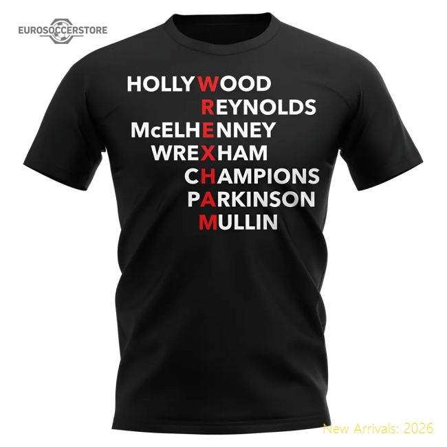 Wrexham Champions T-Shirt (Black)-Football Jersey Hub