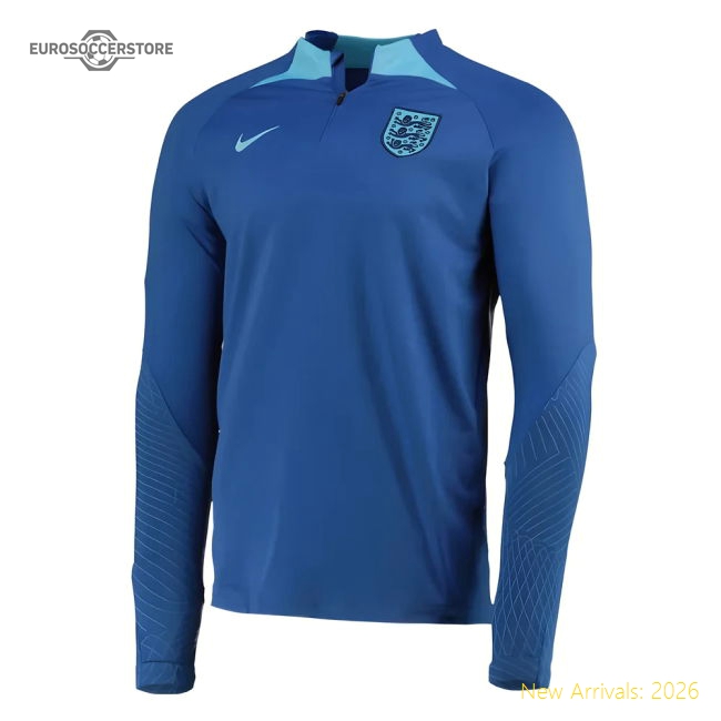 2022-2023 England Strike Drill Training Top (Blue)-Football Jersey Hub